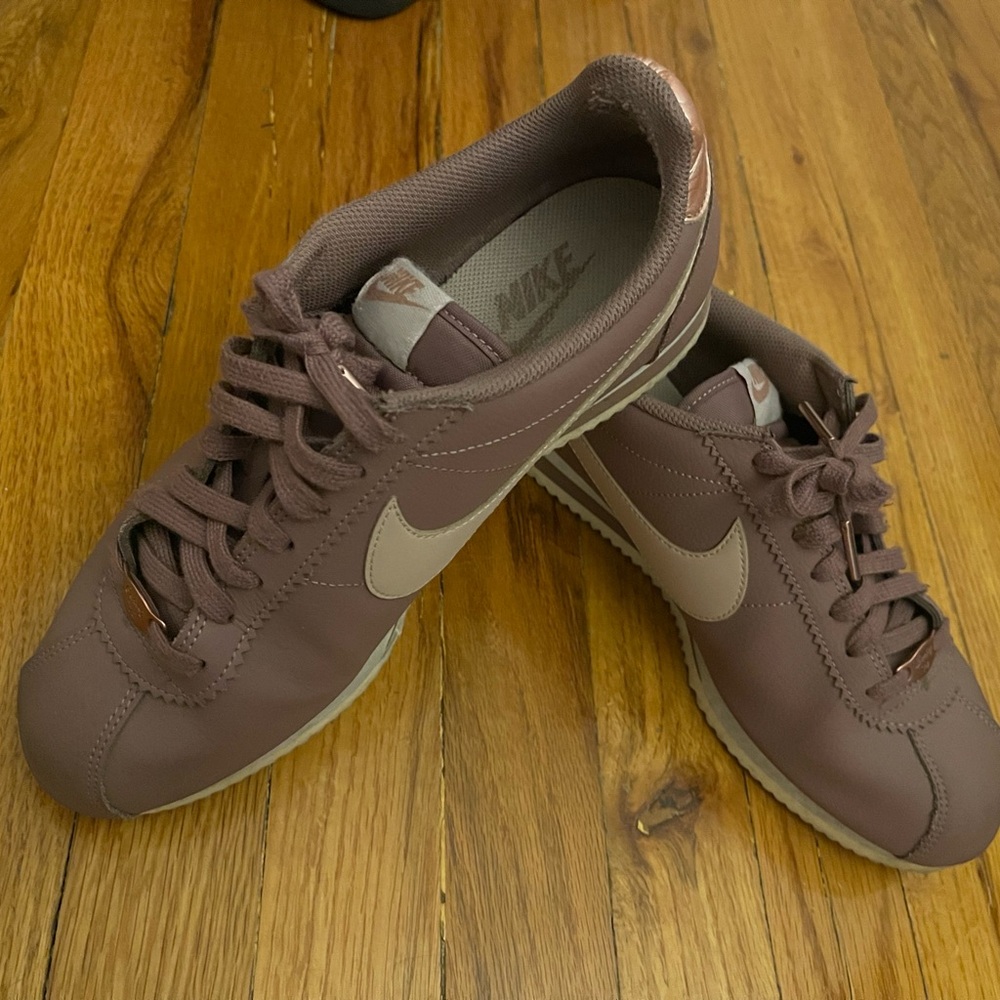 Nike Women's Cortez Mauve and Cream Sneakers - Picture 3 of 6